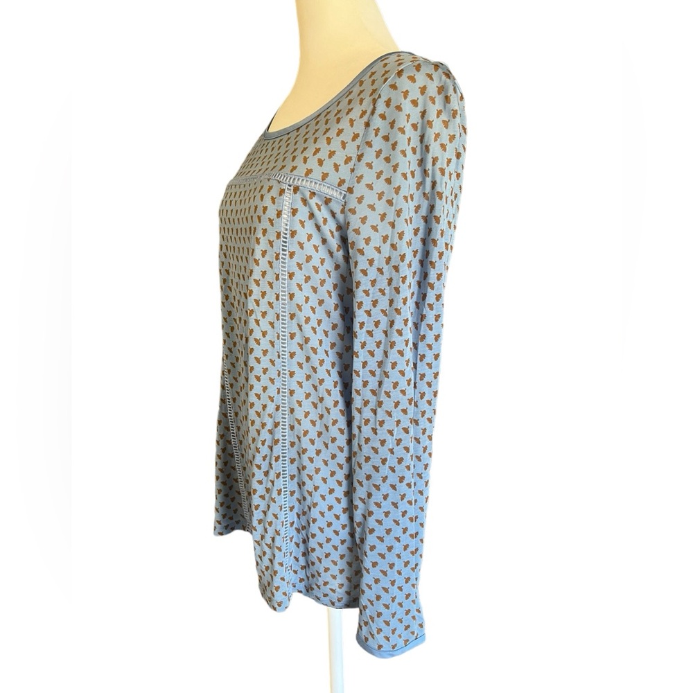 BODEN Blue & Brown “Claudia” Ladder Stitch Floral Print Top Blouse Size 4 - Picture 3 of 9